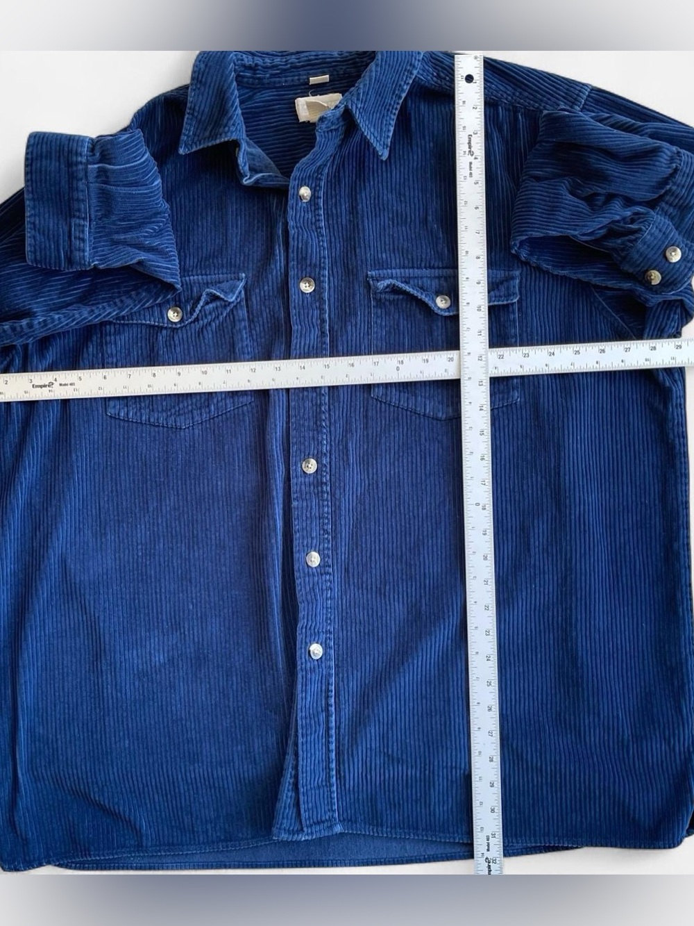 King Size Big & Tall Blue Corduroy Long Sleeve Button Up Shirt Men’s 2XL Big - Picture 4 of 6
